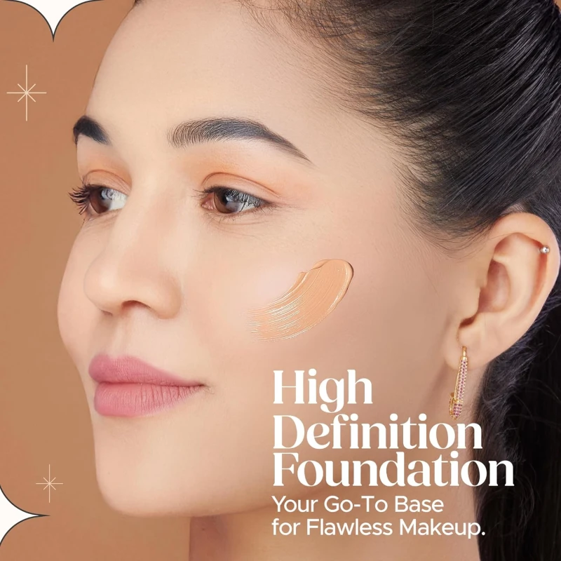 Hilary Rhoda High Definition Foundation for Women | Hides Pores & Blemishes | HD Foundation For All Skin Types | Blendable Formula | Natural & Matte Finish | High Coverage Liquid Foundation - 33ml (Skin Beige - Shade 05) - Thumbnail 3